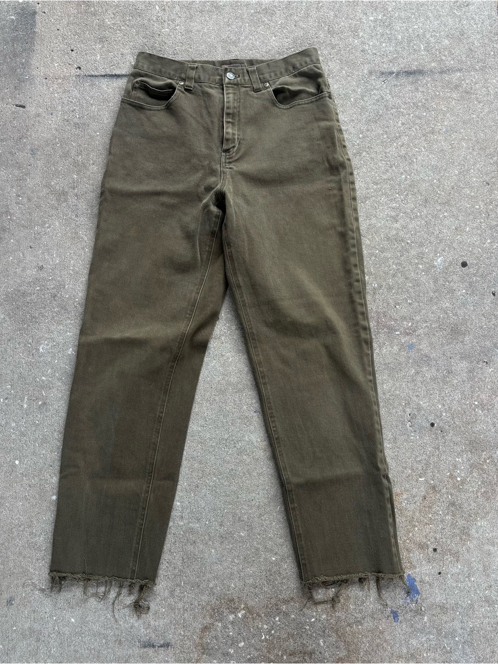 Vintage Olive Green Straight-Leg Jeans